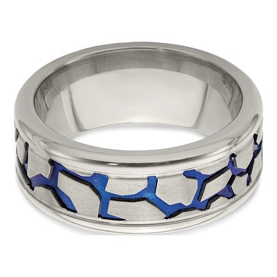 Titanium 9mm Blue Anodized Reptile Wedding Band – view 8