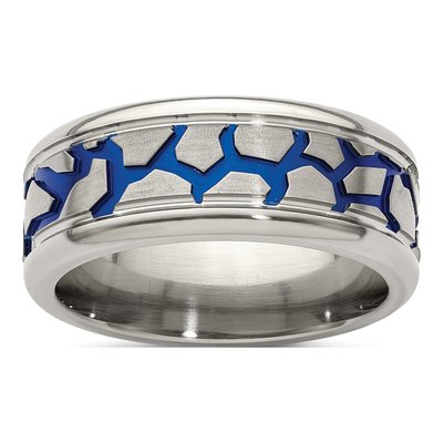 Titanium 9mm Blue Anodized Reptile Wedding Band