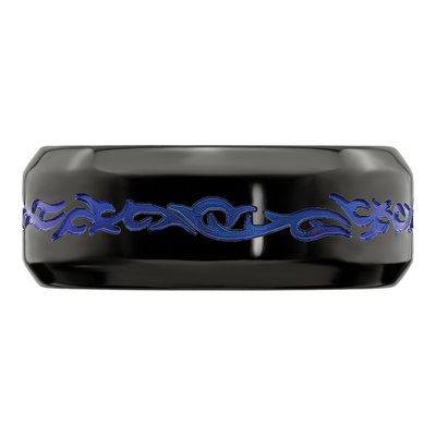 Men's Titanium 9mm Black Blue Anodized Wedding Band – view 3
