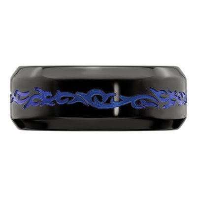 Men's Titanium 9mm Black Blue Anodized Wedding Band – view 4