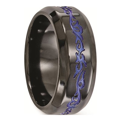 Men's Titanium 9mm Black Blue Anodized Wedding Band – view 5