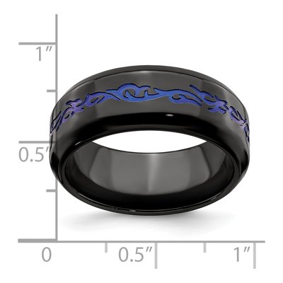 Men's Titanium 9mm Black Blue Anodized Wedding Band – view 7