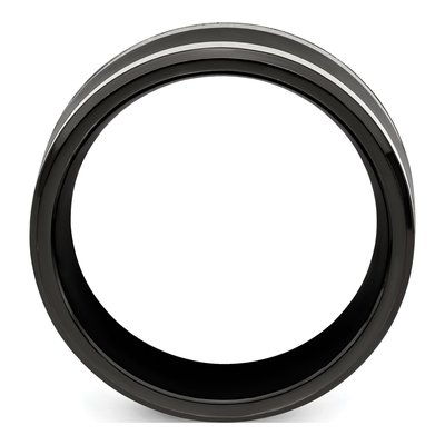 Titanium & Sterling Silver 9mm Black Wedding Band – view 2