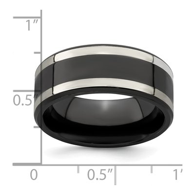 Titanium & Sterling Silver 9mm Black Wedding Band – view 8