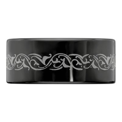 Titanium 10mm Black Laser Pattern Wedding Band – view 4