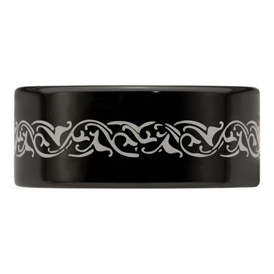 Titanium 10mm Black Laser Pattern Wedding Band – view 5