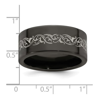 Titanium 10mm Black Laser Pattern Wedding Band – view 8