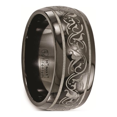 Titanium 10mm Black Domed Wedding Band – view 6