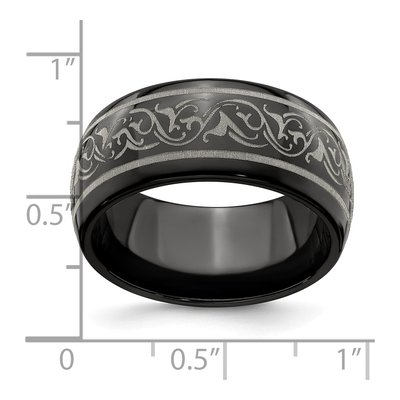 Titanium 10mm Black Domed Wedding Band – view 8