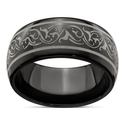Titanium 10mm Black Domed Wedding Band