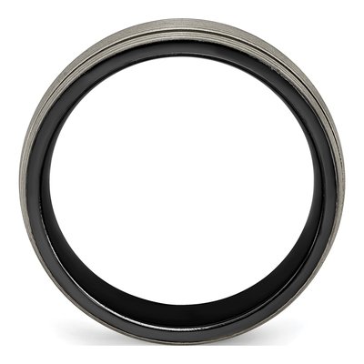 Titanium 7mm Black Grooved Wedding Band – view 2