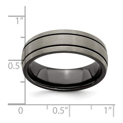 Titanium 7mm Black Grooved Wedding Band – view 7