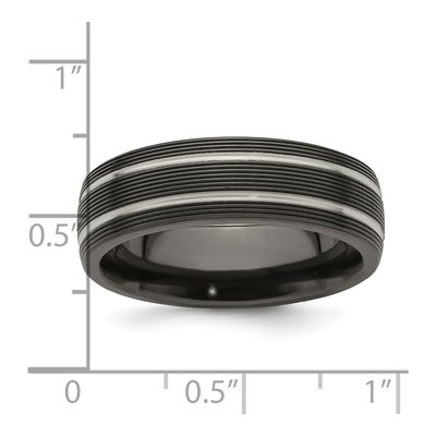 Titanium 7mm Black Grooved Wedding Band – view 7