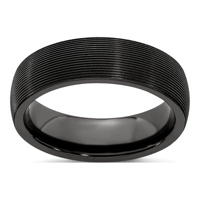 Titanium 6mm Black Domed Wedding Band