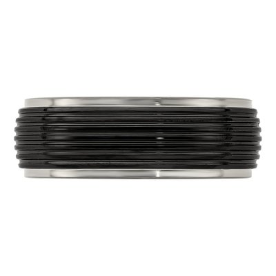 Titanium 8mm Black Step Edge Wedding Band – view 4