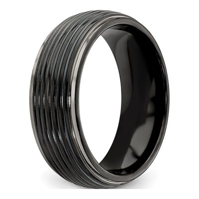 Titanium 8mm Black Step Edge Wedding Band – view 6