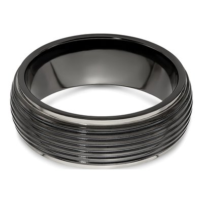 Titanium 8mm Black Step Edge Wedding Band – view 7