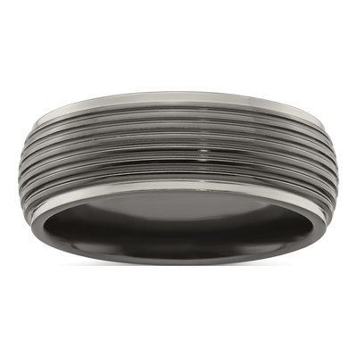 Titanium 8mm Black Step Edge Wedding Band