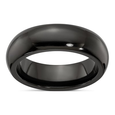 Titanium 7mm Black Domed Comfort-Fit Band