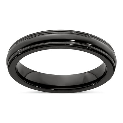 Titanium 4mm Black Domed Wedding Band