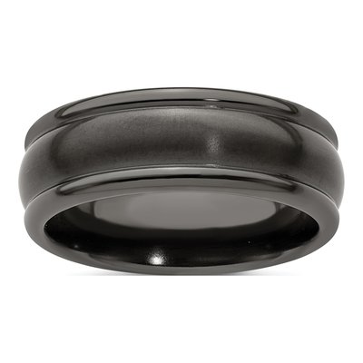 Titanium 8mm Black Domed Wedding Band
