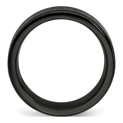 Titanium 8mm Black Laser Design Wedding Band – view 2