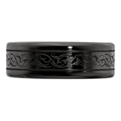 Titanium 8mm Black Laser Design Wedding Band – view 4