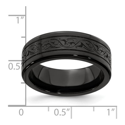 Titanium 8mm Black Laser Design Wedding Band – view 7