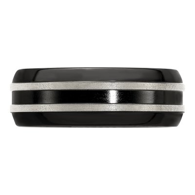 Titanium 8mm Black Ti Grooved Wedding Band – view 3