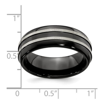 Titanium 8mm Black Ti Grooved Wedding Band – view 7