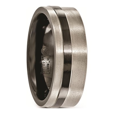 Titanium 8mm Black Grooved Wedding Band – view 6