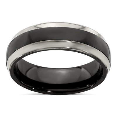Titanium 7mm Black Domed Wedding Band