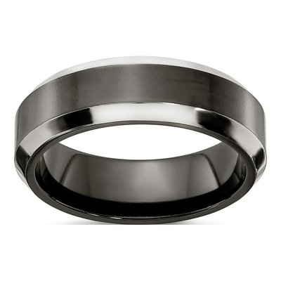 Titanium 7mm Black Grey Comfort-Fit Band