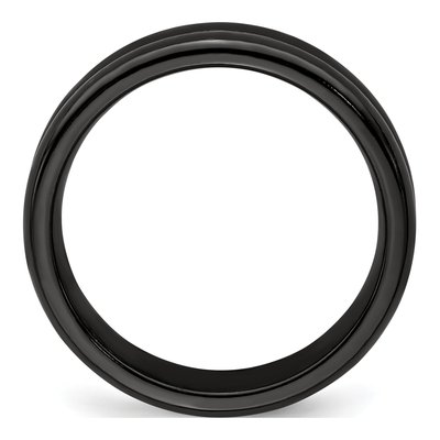 Titanium 6mm Black Grooved Wedding Band – view 2