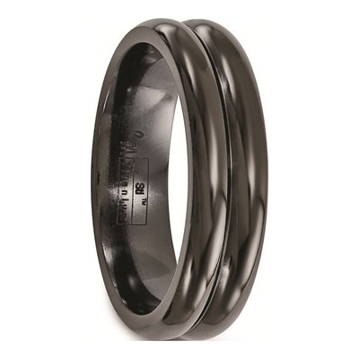 Titanium 6mm Black Grooved Wedding Band – view 5
