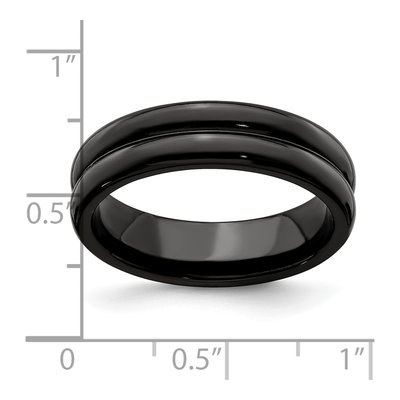 Titanium 6mm Black Grooved Wedding Band – view 7