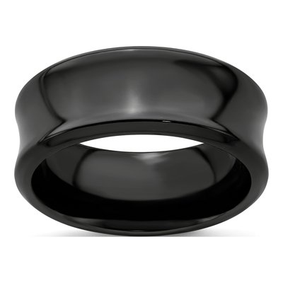Titanium 9mm Black Concave Wedding Band