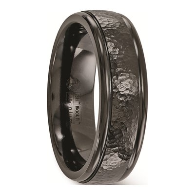 Titanium 7mm Black Hammered Wedding Band – view 5