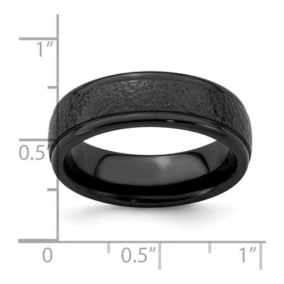 Titanium 7mm Black Hammered Wedding Band – view 7