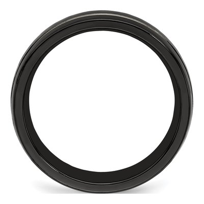 Men's Titanium 7mm Black Grey Wedding Band – view 2