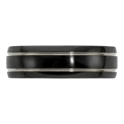Men's Titanium 7mm Black Grey Wedding Band – view 3