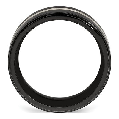 Men's Titanium & Sterling Silver 10mm Black Wedding Band – view 2