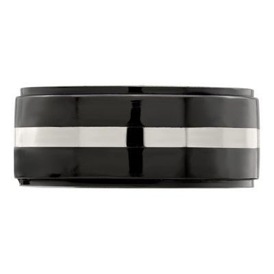 Men's Titanium & Sterling Silver 10mm Black Wedding Band – view 3