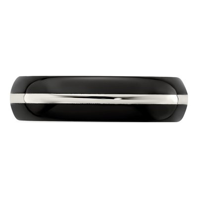 Titanium & Sterling Silver 6mm Black Wedding Band – view 3