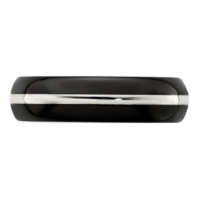 Titanium & Sterling Silver 6mm Black Wedding Band – view 4