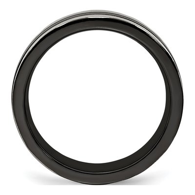 Titanium 6mm Grey Black Center Grooved Wedding Band – view 3