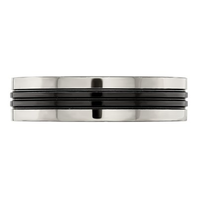 Titanium 6mm Grey Black Center Grooved Wedding Band – view 4