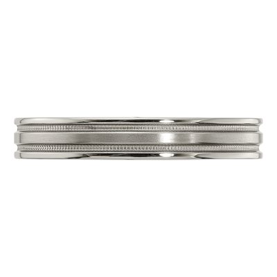 Men's Titanium 4mm Flat Milgrain Comfort-Fit Band – view 4
