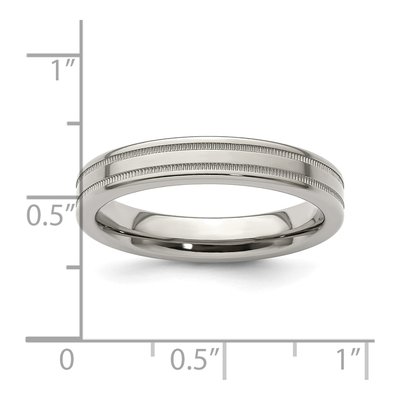 Men's Titanium 4mm Flat Milgrain Comfort-Fit Band – view 7