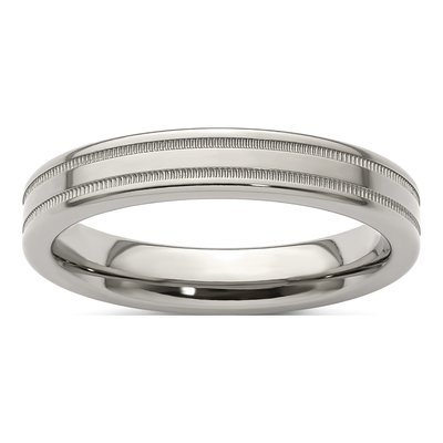 Men's Titanium 4mm Flat Milgrain Comfort-Fit Band